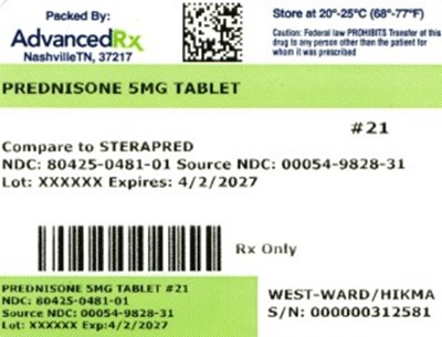 Prednisone 5mg #21 (Prednisone 5mg 80425 0481 01)